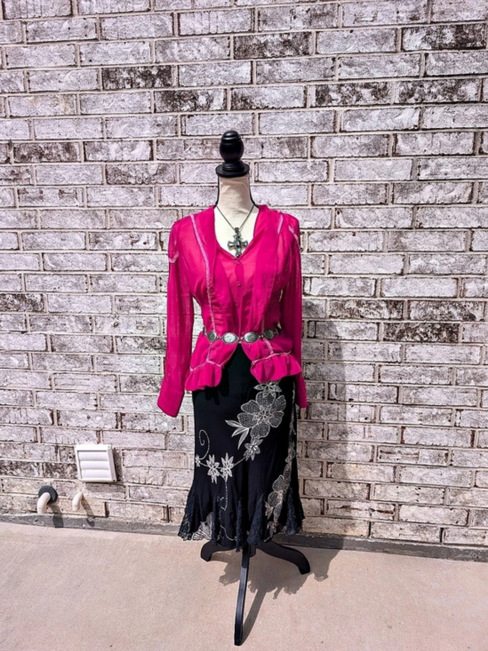 Y2K vintage hot pink fairy core sheer ruffle blouse - Picture 5 of 7